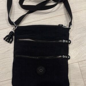 Kipling Black Triple-Zip Messenger Bag